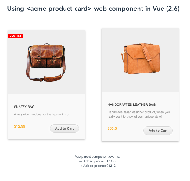 Screenshot of vue-acme-product-card