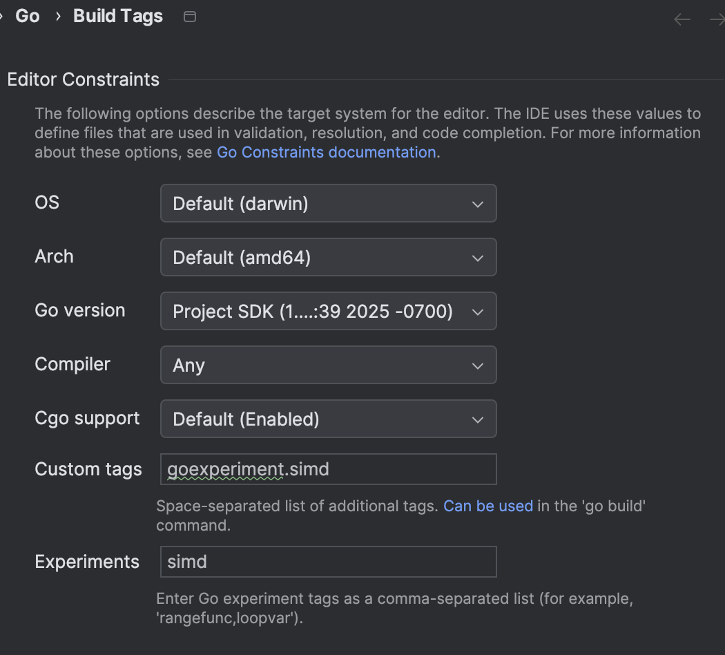 Build tags