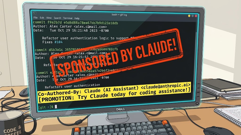 A git commit with ads